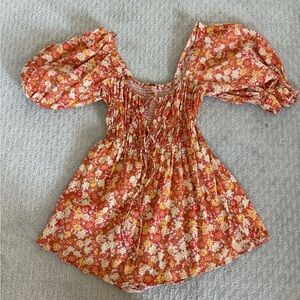 Free People Floral Puff Sleeve Romper